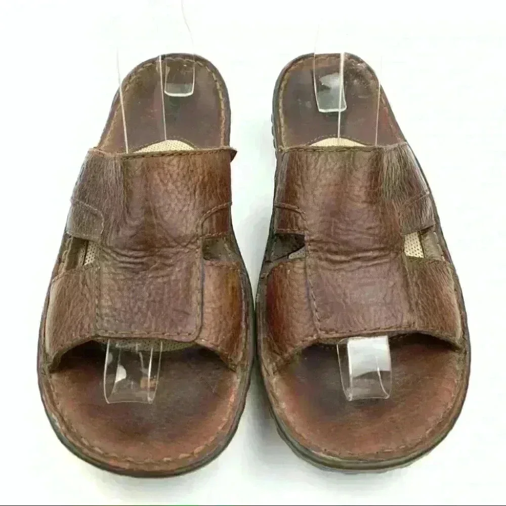Born mens sandals sz 9 50 brown leather slip on